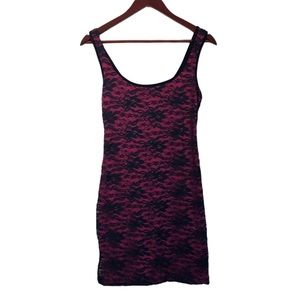 Lily Rose Pink Black Lace Short Sleeve Mini Dress